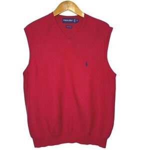 Vintage Polo Ralph Lauren Golf Cotton Vest Red Large
